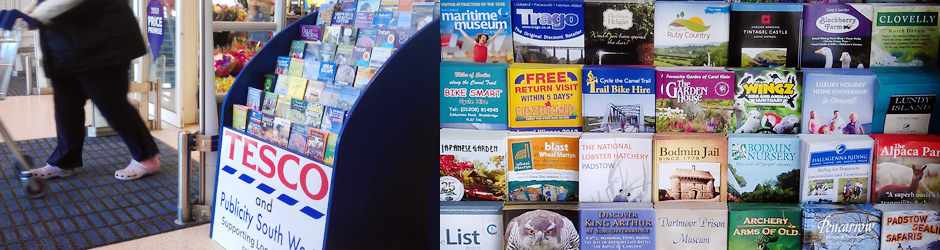 Supermarket leaflet stand in Cornwall